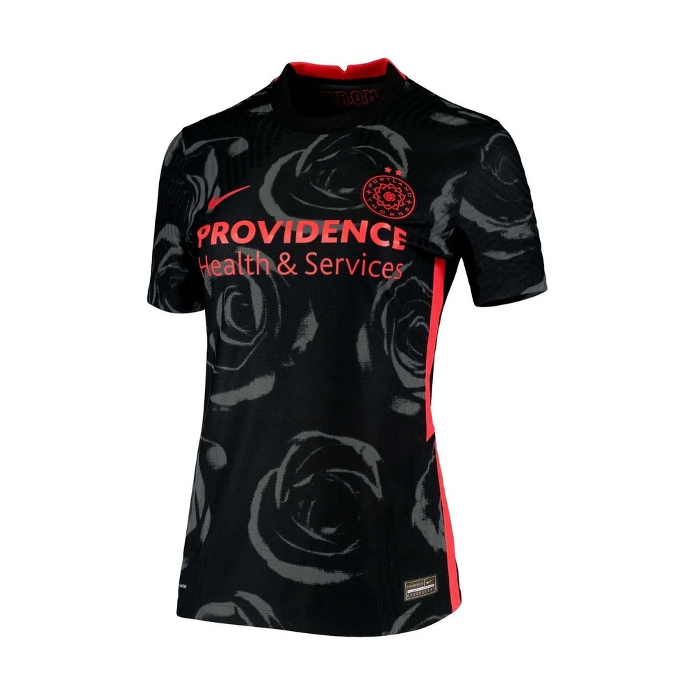 New Nike Womens Portland Thorns Soccer Jersey Size XS Black Red Slim Fit‎